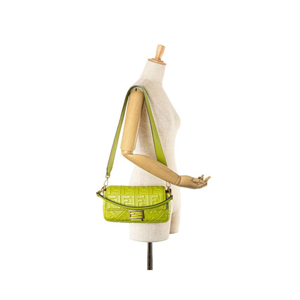 Pre Loved Fendi Roma Bag Lime Green Leather Women Messenger Bags - Picture 7 of 8